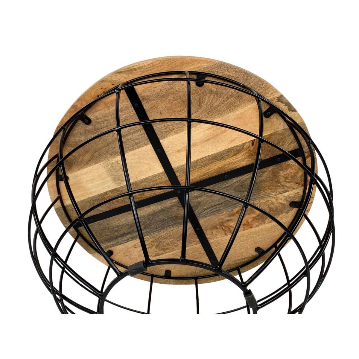 Voglrieder kreatives Wohnen Salontafel rond duurzaam Lexington ø 75 cm metalen rooster draadframe massief houten woonkamertafel