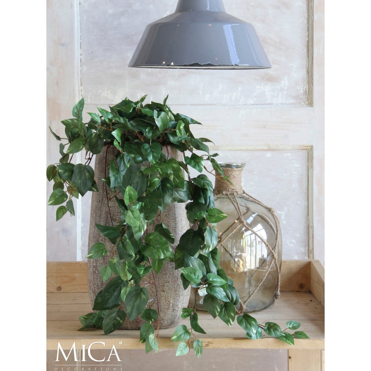 Mica Decorations Scindapsus Kunst Hangplant - L15 x B30 x H80 cm - Groen