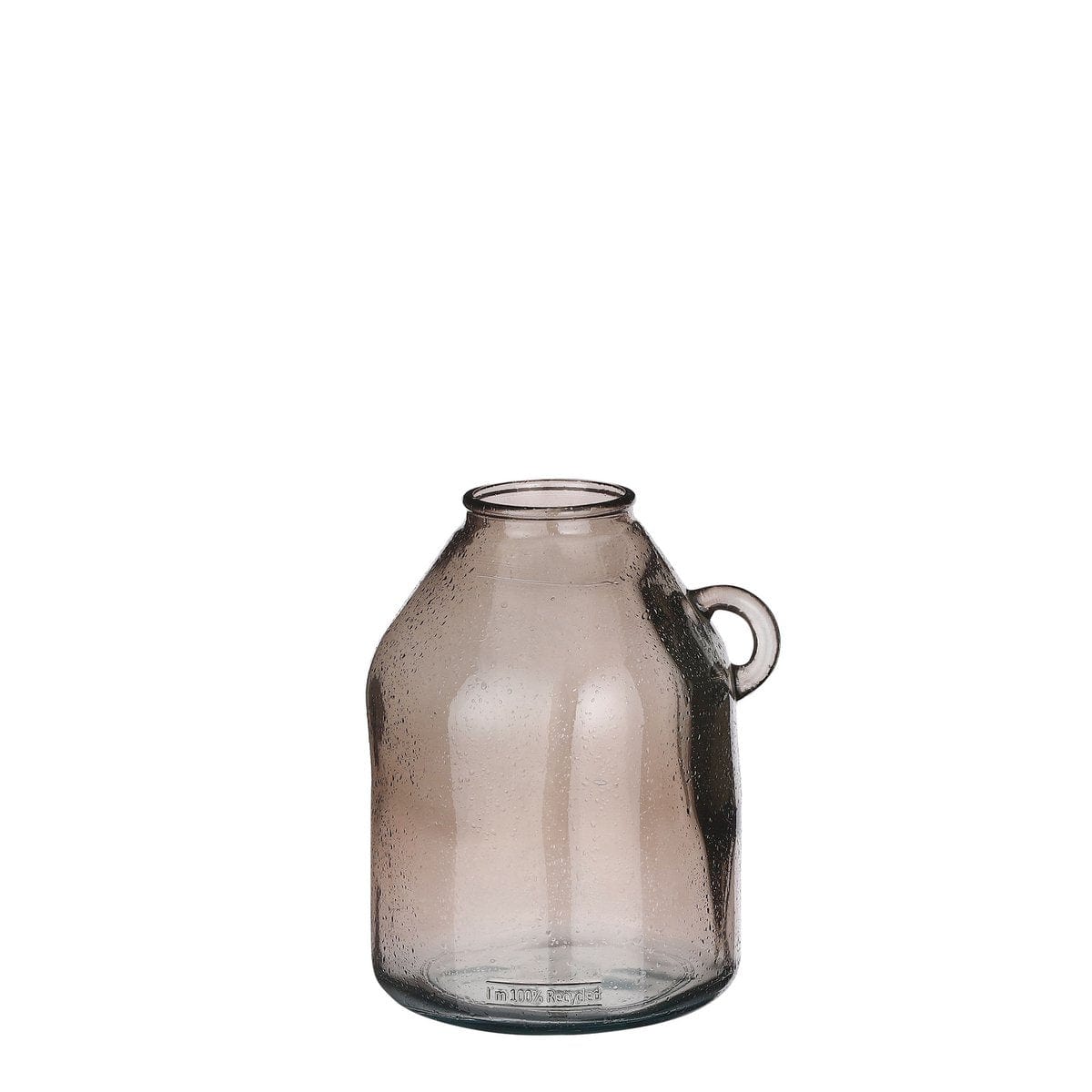 Mica Decorations Sitia Fles Vaas - H25,5 x Ø21 cm - Gerecycled Glas - Taupe
