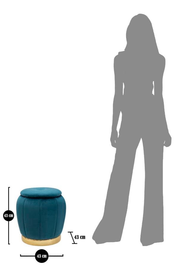 Mauro Ferretti STORAGE STOOL PARIS TEAL/GOLD CM Ø 43X43
