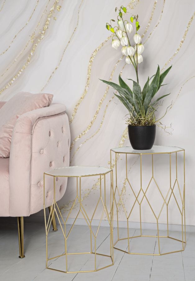 Mauro Ferretti TABLE NEW GLASS SET 2 PCS A CM Ø 37X47-31X42