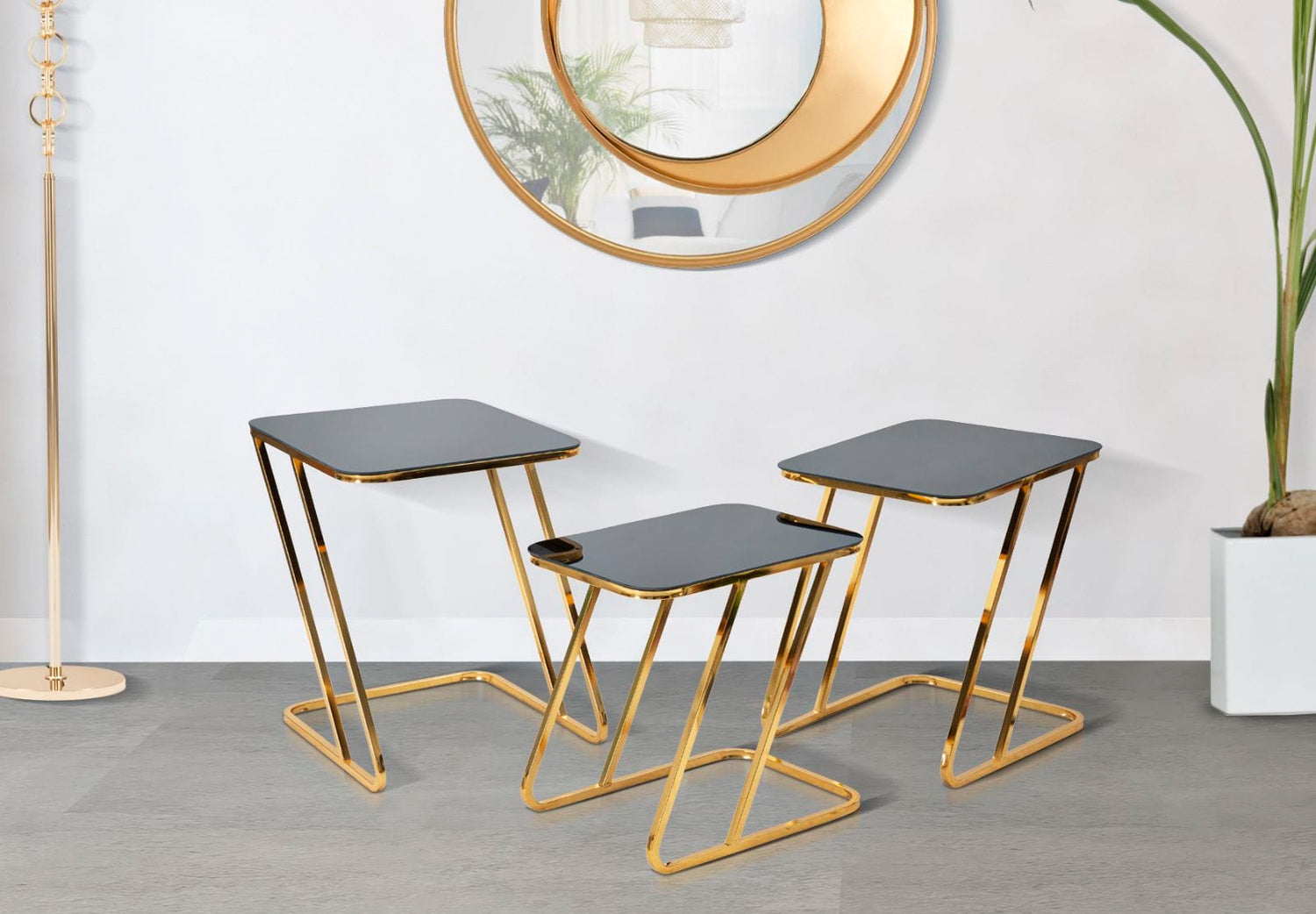 Mauro Ferretti TABLE SIMPLE SET 3 PCS CM 44X50,5X55,5-39X49X51-34X47X45