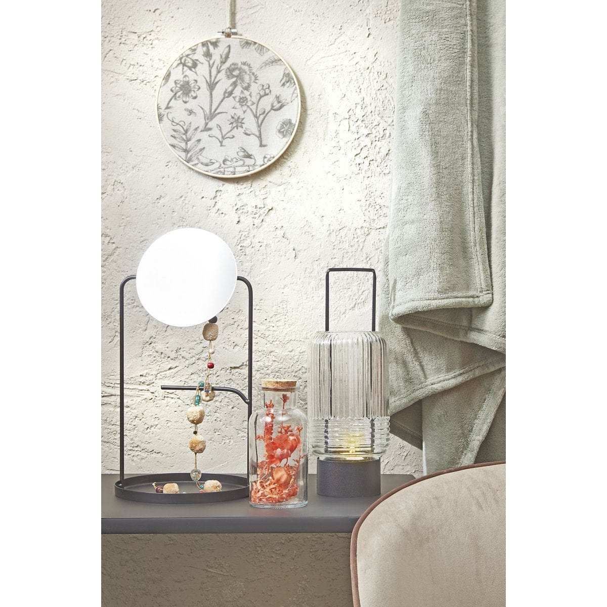 Mica Decorations Tafelspiegel - H38,5 x Ø20 cm - Metaal - Zwart