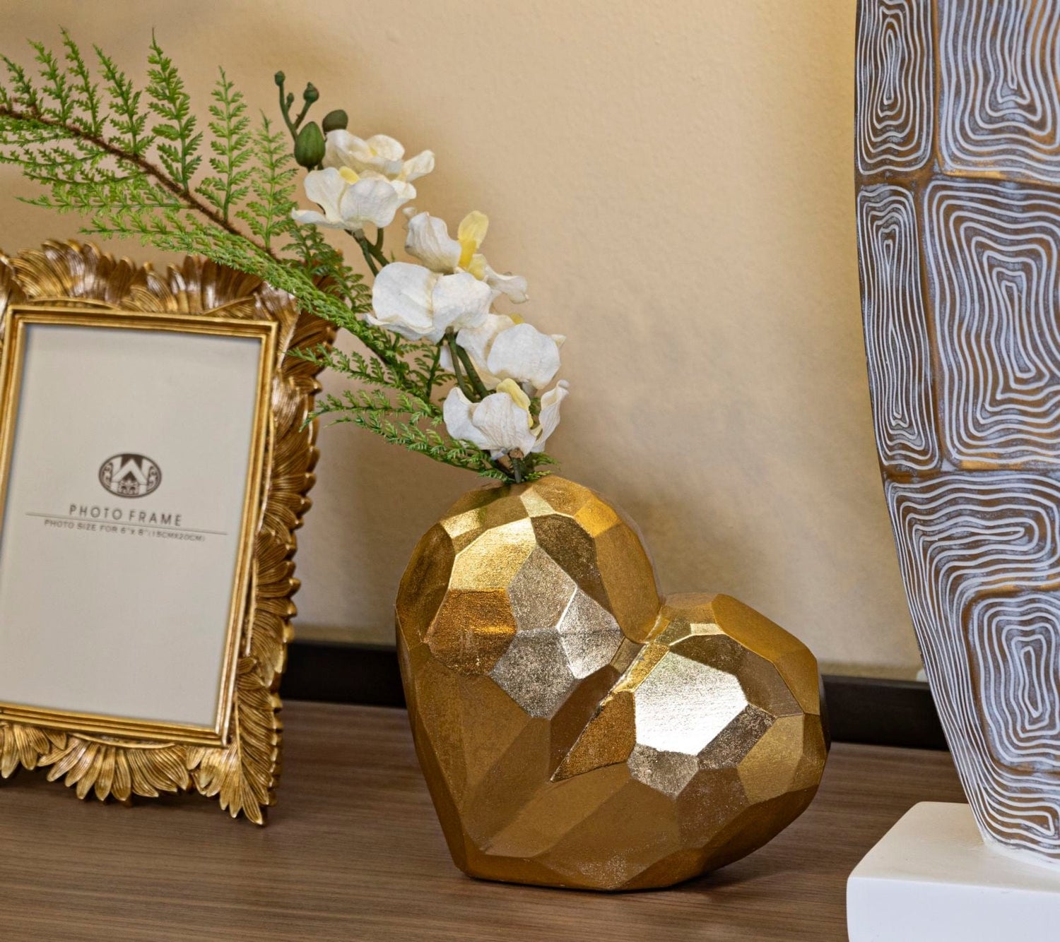 Mauro Ferretti VASE HEART GOLD CM 19X9X18