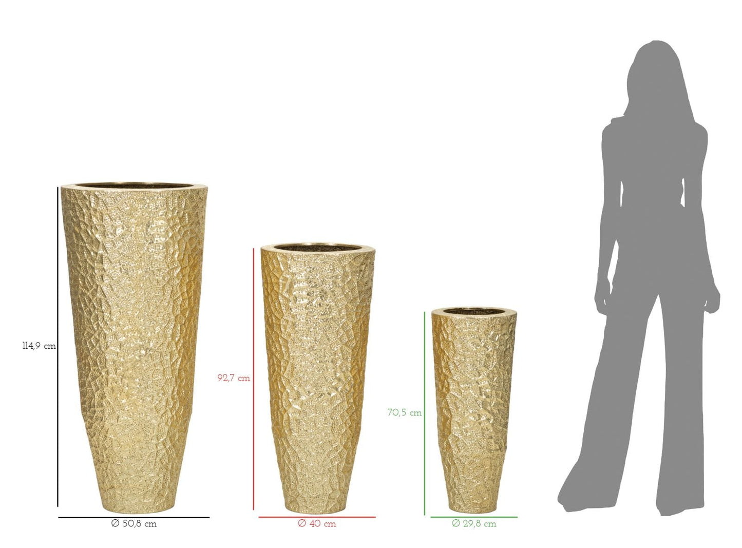 Mauro Ferretti VASE HOLDER GLASY SET 3 PCS CM Ø 50,8X114,9-40X92,7-29,8X70,5