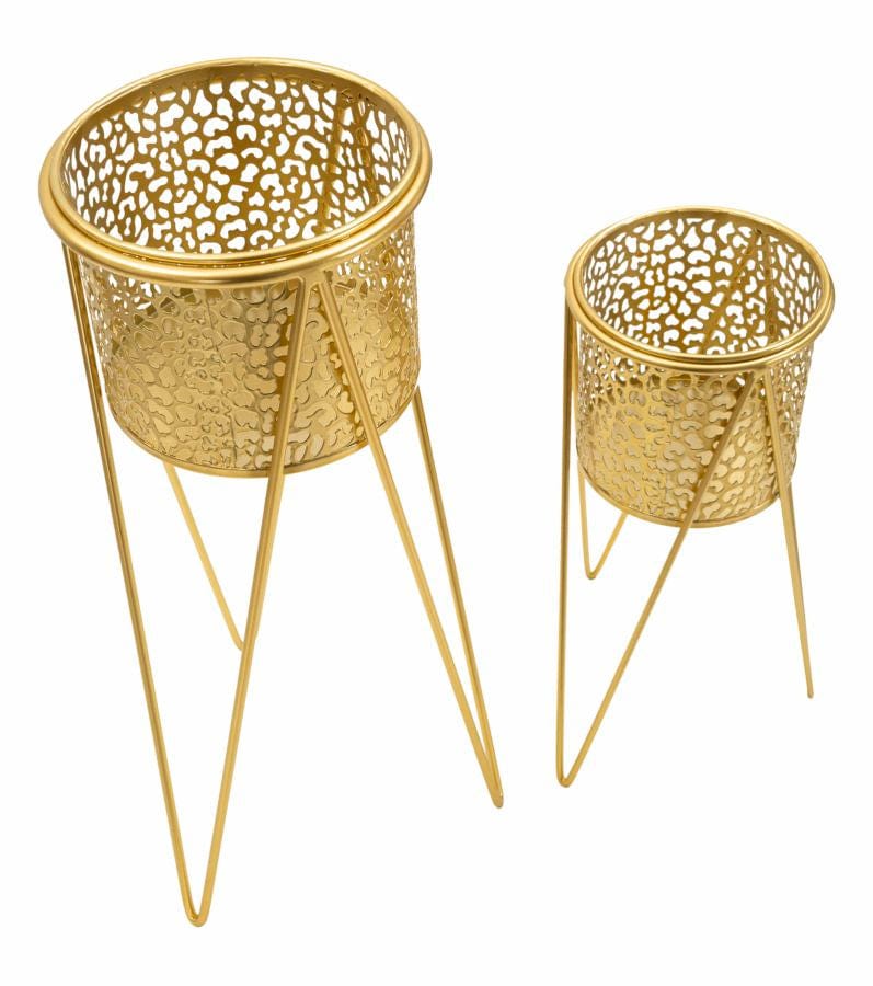 Mauro Ferretti VASE HOLDER GLOD SET 2 PCS CM 21X20X46-18X18X32