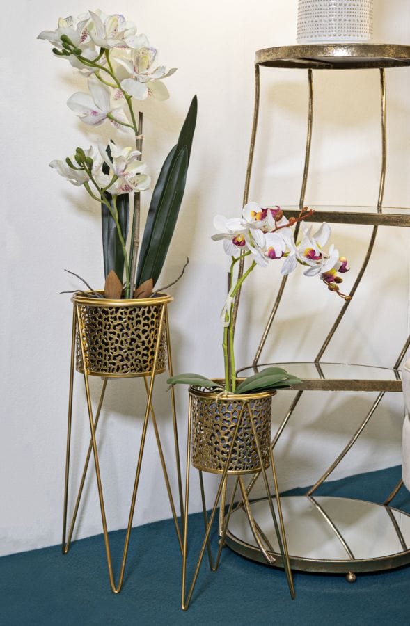 Mauro Ferretti VASE HOLDER GLOD SET 2 PCS CM 21X20X46-18X18X32