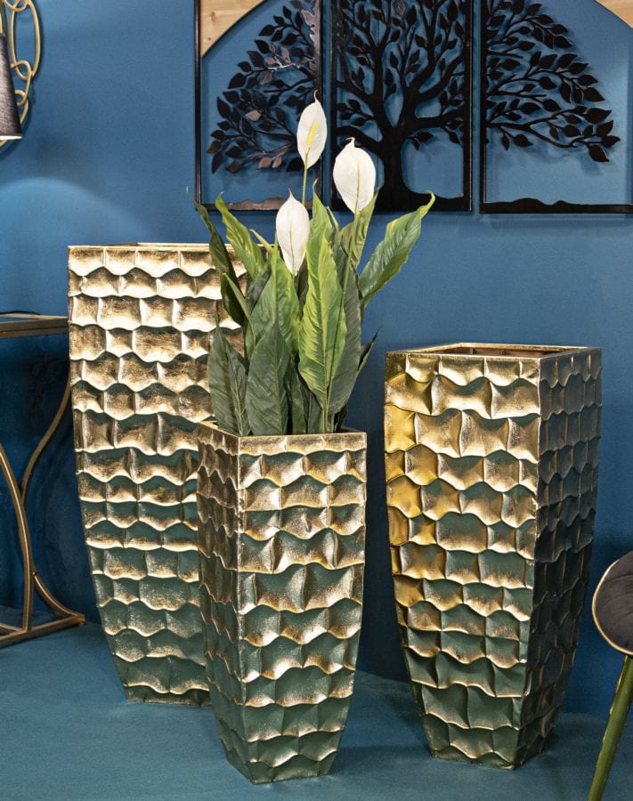 Mauro Ferretti VASE HOLDER GLODY SET 3 PCS CM 38X38X94-30,5X30,5X76-
 23x23x63