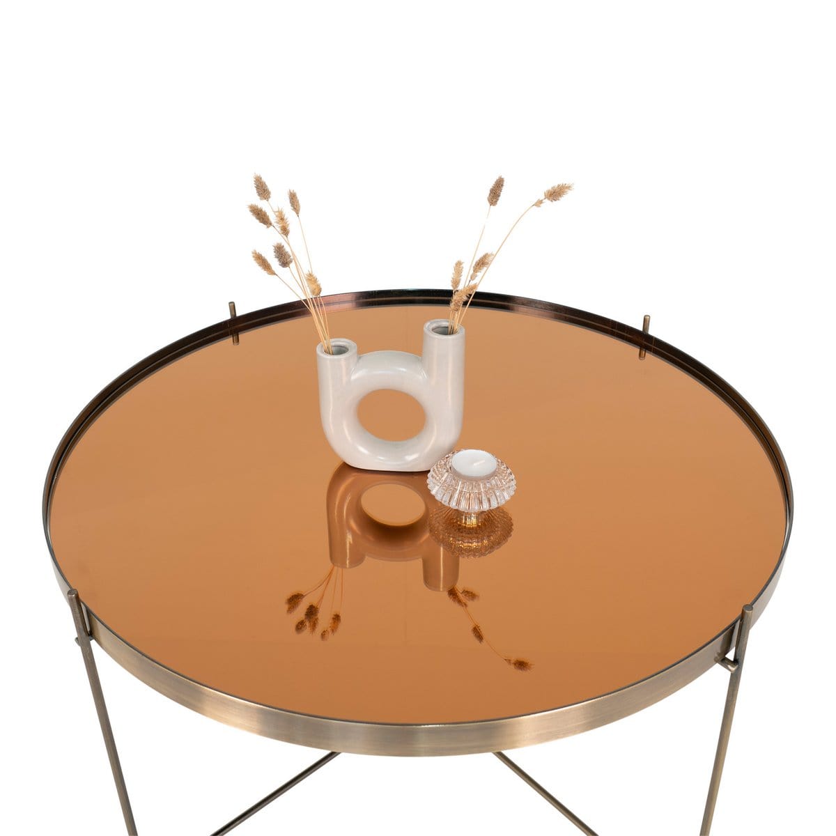 House Nordic ApS Venezia Coffee Table - Salontafel in messingkleurig staal met glas ø70xh40cm