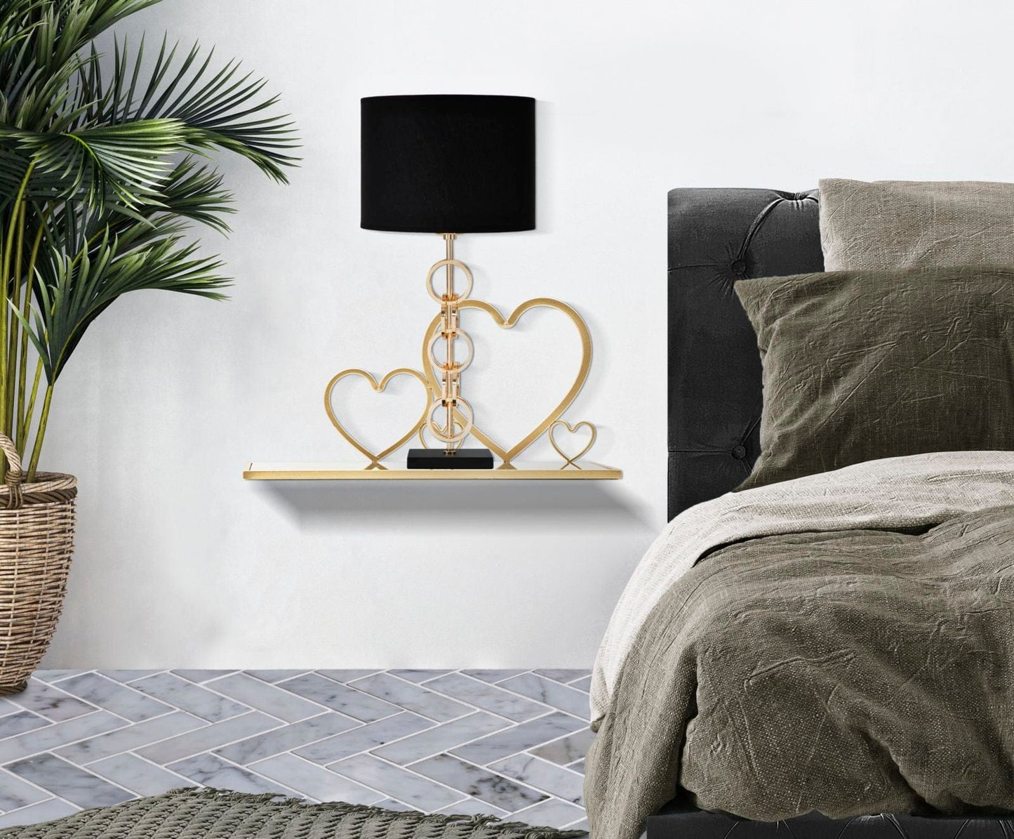 Mauro Ferretti WALL BED SIDE HEARTS SET 2 PCS CM 41,5X18X21