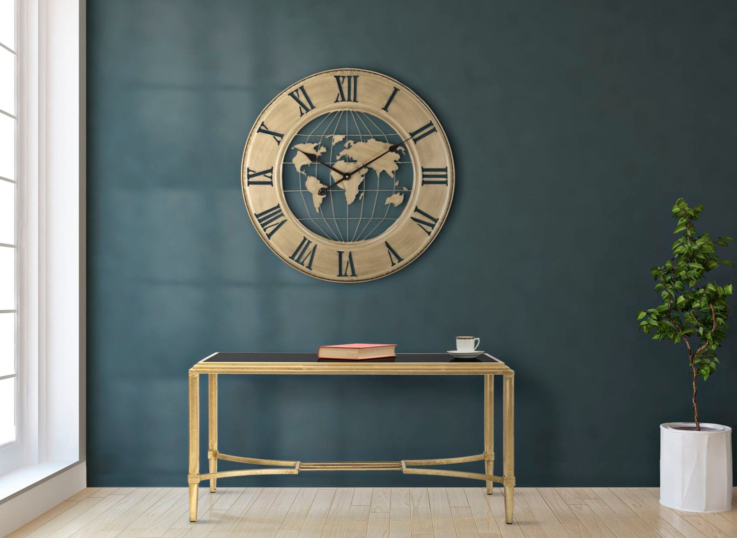 Mauro Ferretti WALL CLOCK WORLD GOLD CM 
 Ø 63X3