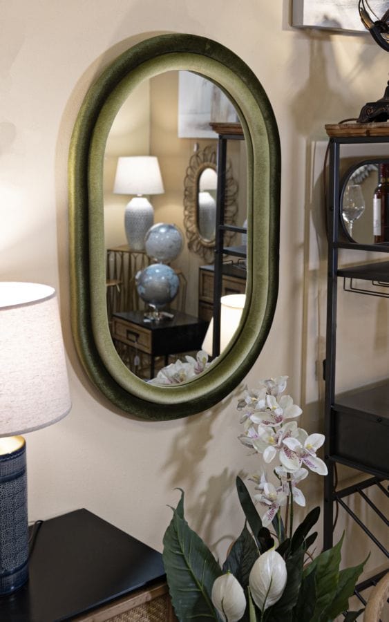 Mauro Ferretti WALL MIRROR ANTONY GREEN VELVET CM 60X4X90