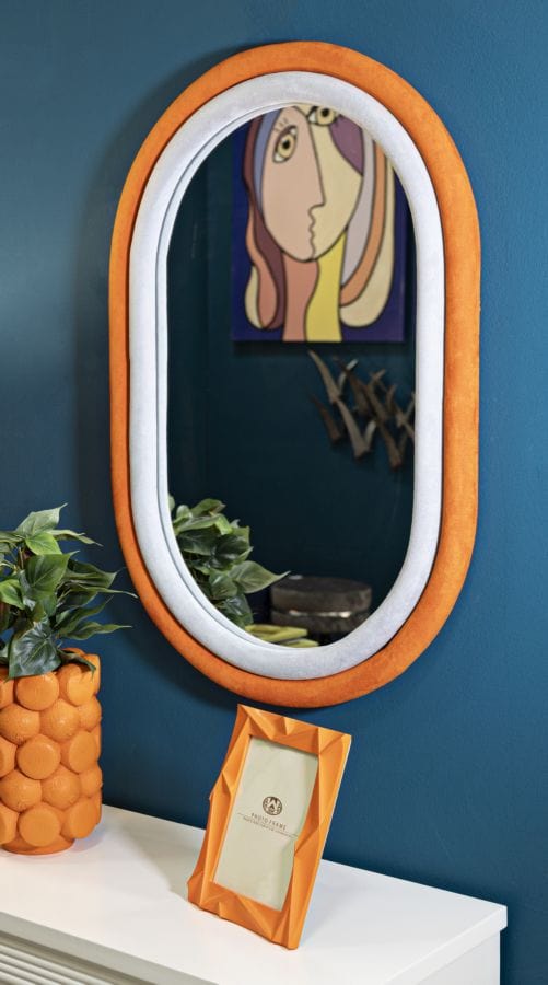 Mauro Ferretti WALL MIRROR ANTONY ORANGE/MIX VELVET CM 60X4X90