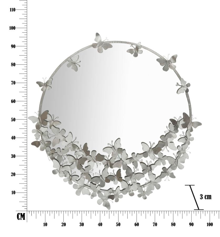Mauro Ferretti WALL MIRROR BUTTERFLY ROUND SILVER CM Ø 91X3X94