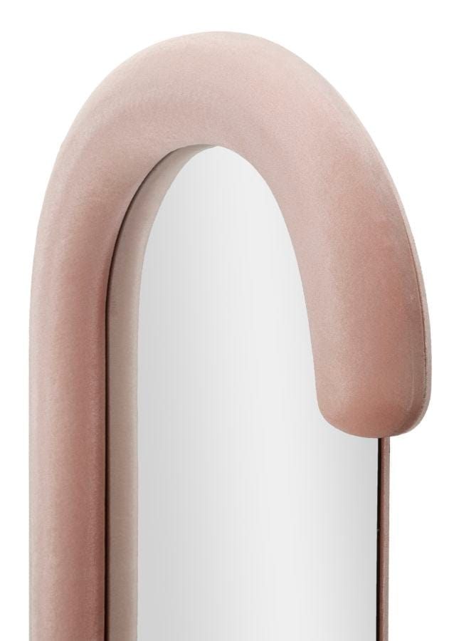 Mauro Ferretti WALL MIRROR CHANTAL PINK VELVET CM 60X7X160