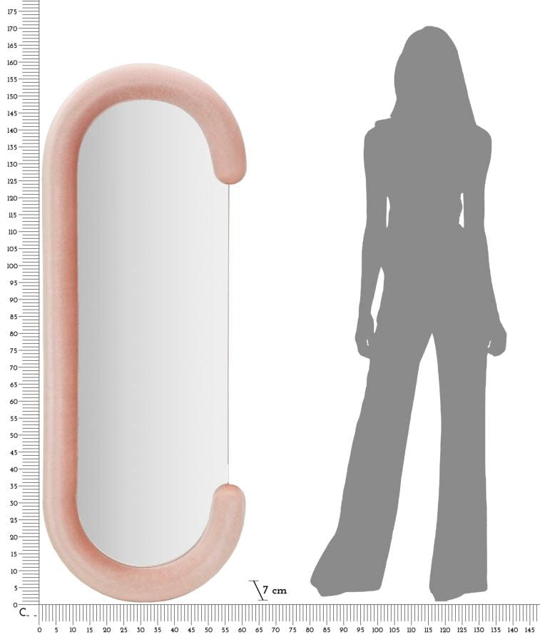 Mauro Ferretti WALL MIRROR CHANTAL PINK VELVET CM 60X7X160