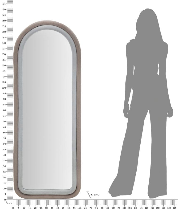 Mauro Ferretti WALL MIRROR CLOE GREY VELVET CM 60X4X160