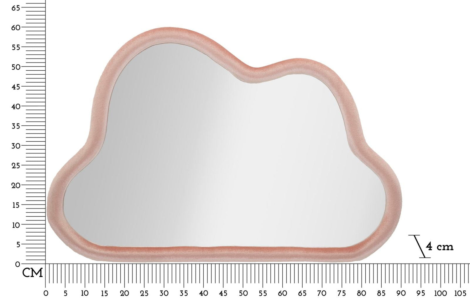 Mauro Ferretti WALL MIRROR CLOUD PINK VELVET CM 90X4X60