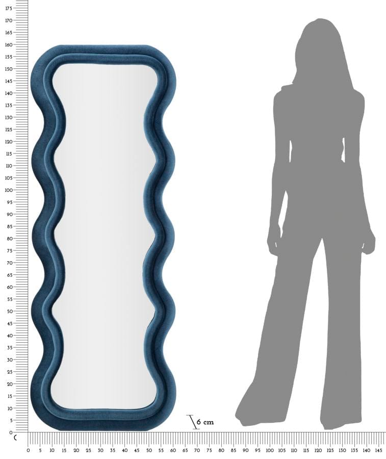 Mauro Ferretti WALL MIRROR EMILY BLUE VELVET CM 60X6X160