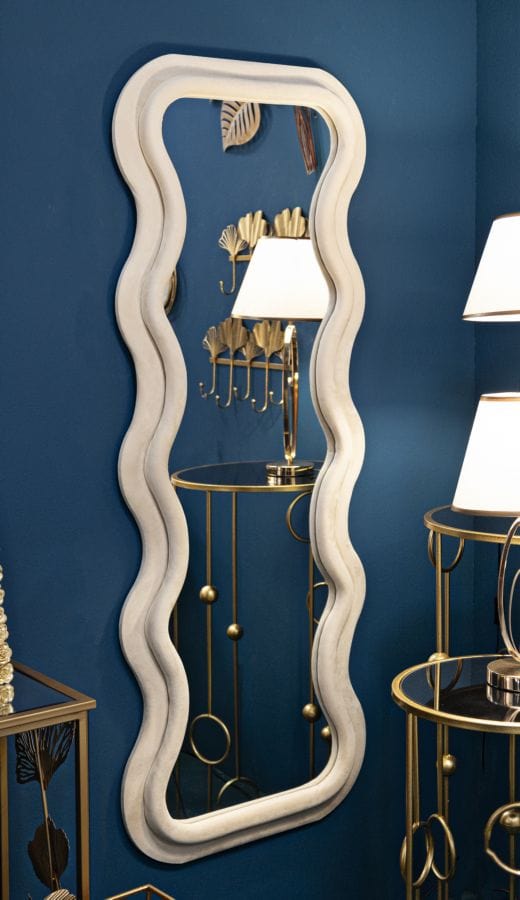 Mauro Ferretti WALL MIRROR EMILY CREAM VELVET CM 60X6X160