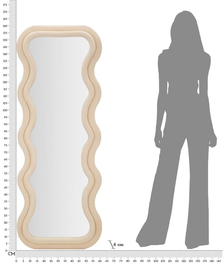 Mauro Ferretti WALL MIRROR EMILY CREAM VELVET CM 60X6X160