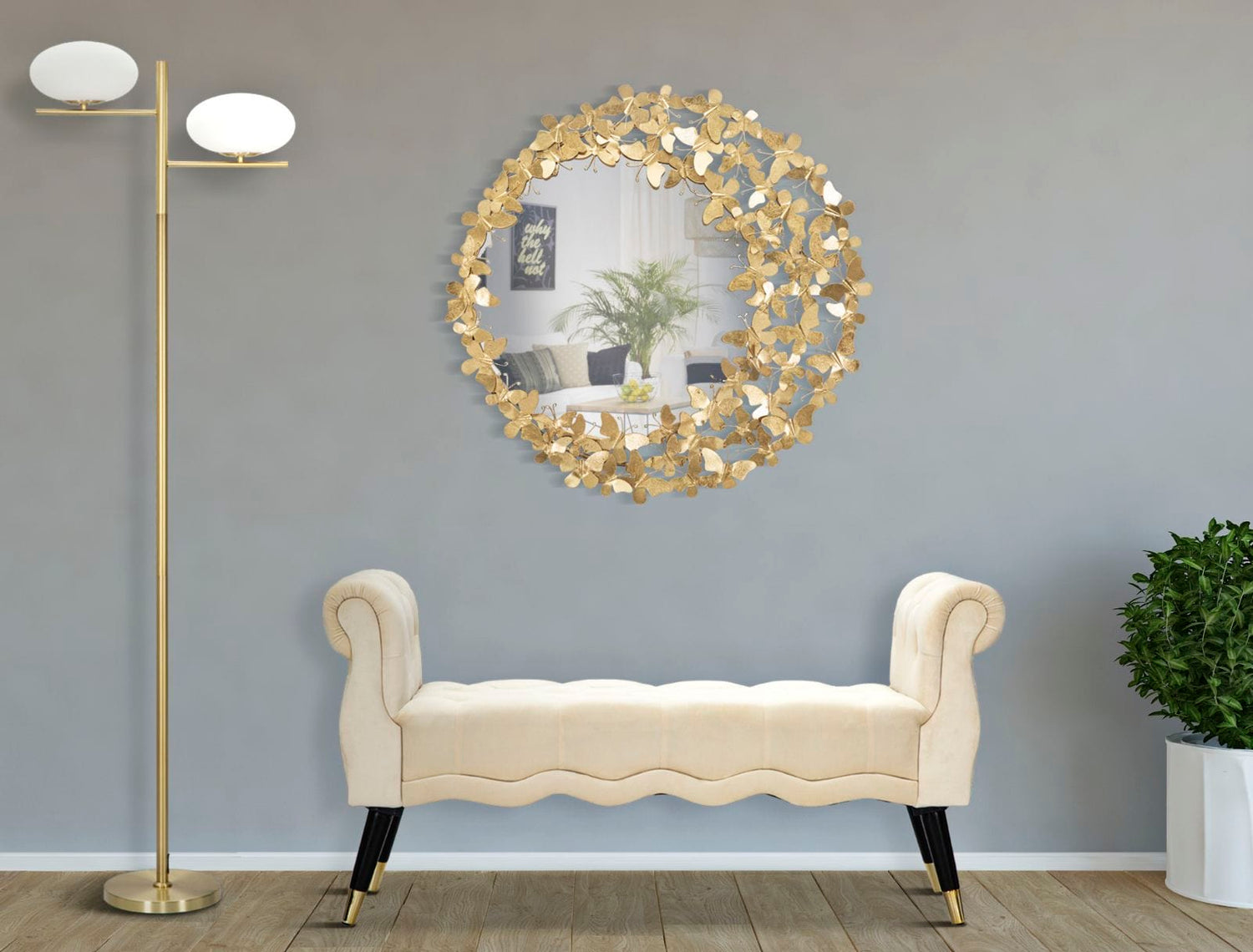 Mauro Ferretti WALL MIRROR GLAM BUTTERFLY WIND Ø CM 81,5X3,5 (MIRROR CM Ø55)