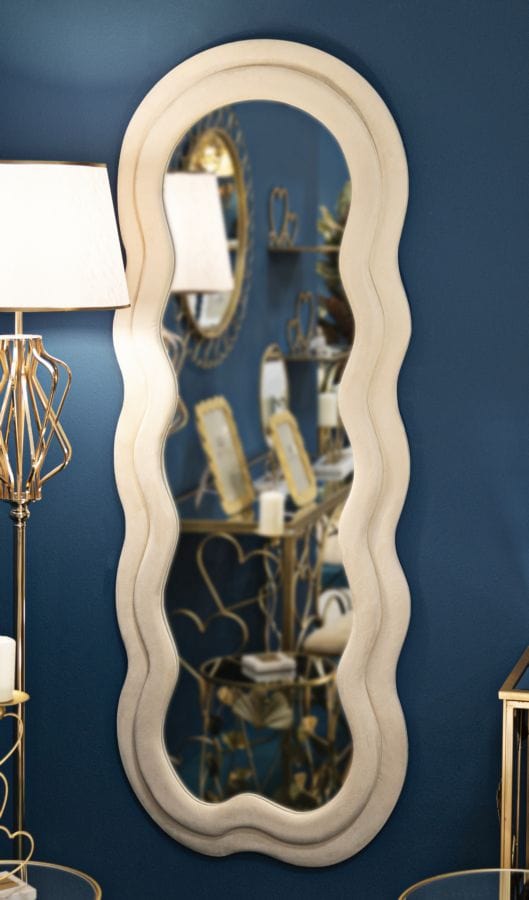Mauro Ferretti WALL MIRROR MIKI CREAM VELVET CM 60X4X160