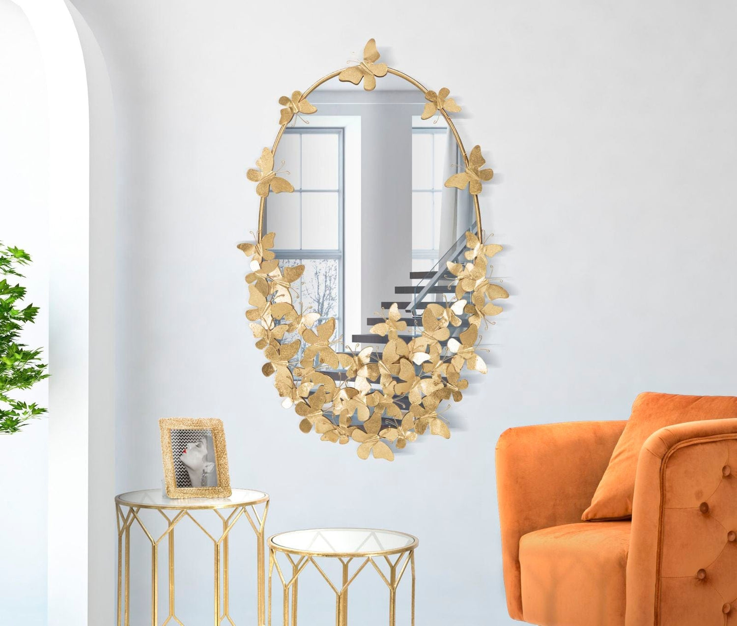 Mauro Ferretti WALL MIRROR OVAL BUTTERFLY CM 59X3X89,5 (MIRROR CM 46X78)