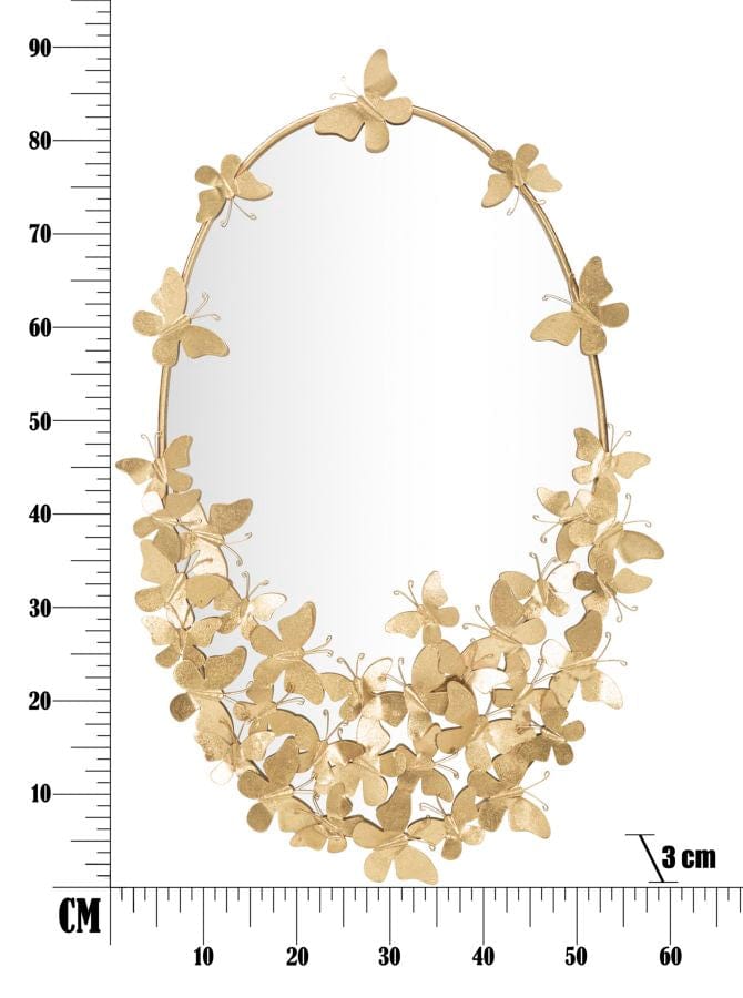 Mauro Ferretti WALL MIRROR OVAL BUTTERFLY CM 59X3X89,5 (MIRROR CM 46X78)