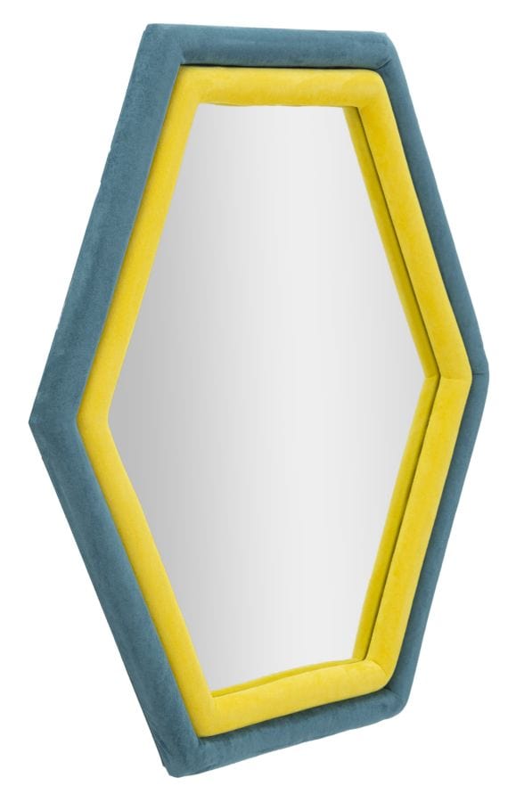 Mauro Ferretti WALL MIRROR TONY BLUE/YELLOW VELVET CM 75X4X80