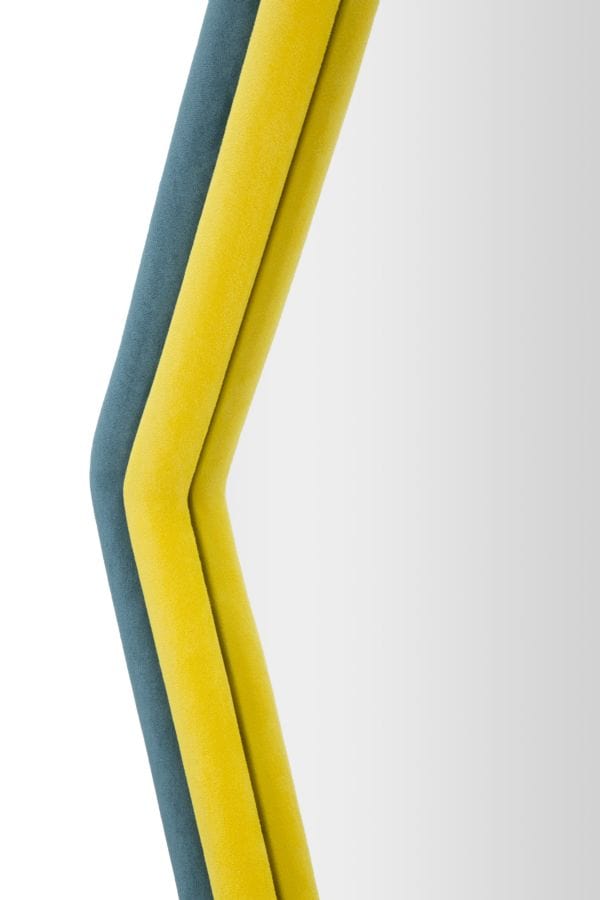 Mauro Ferretti WALL MIRROR TONY BLUE/YELLOW VELVET CM 75X4X80
