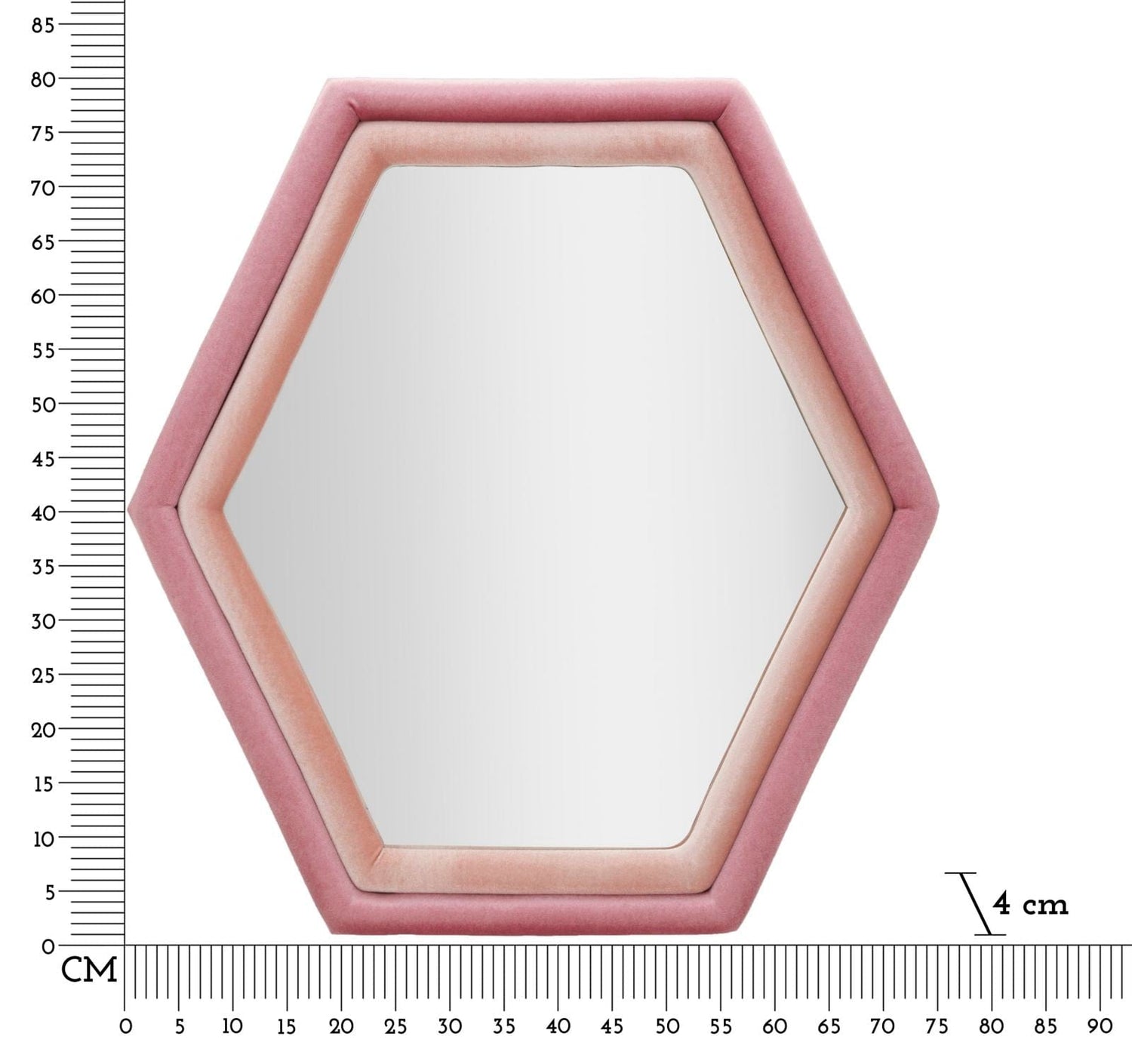 Mauro Ferretti WALL MIRROR TONY MIX PINK VELVET CM 75X4X80