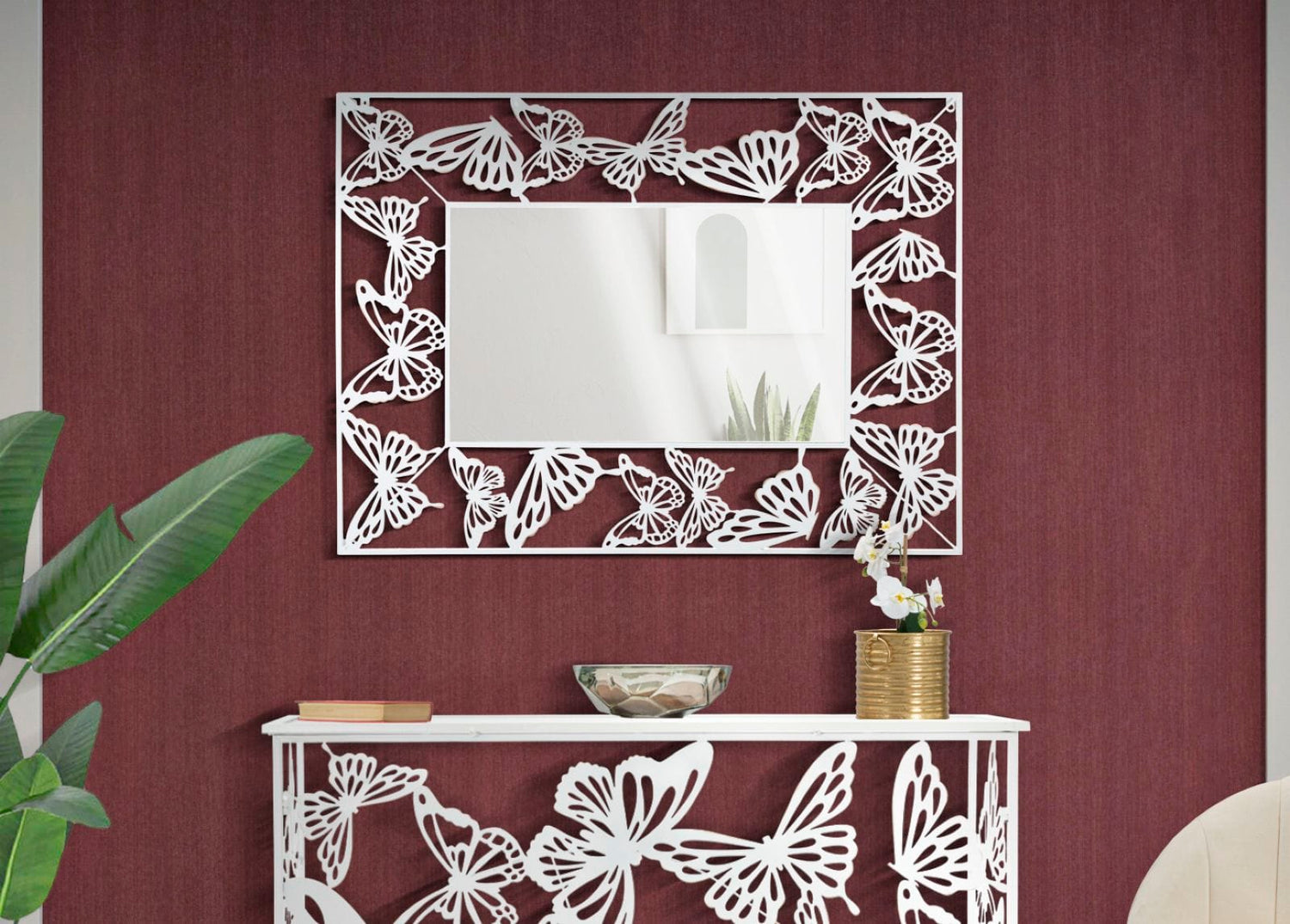 Mauro Ferretti WALL MIRROR WHITE BUTTERFLY CM 85X1X115