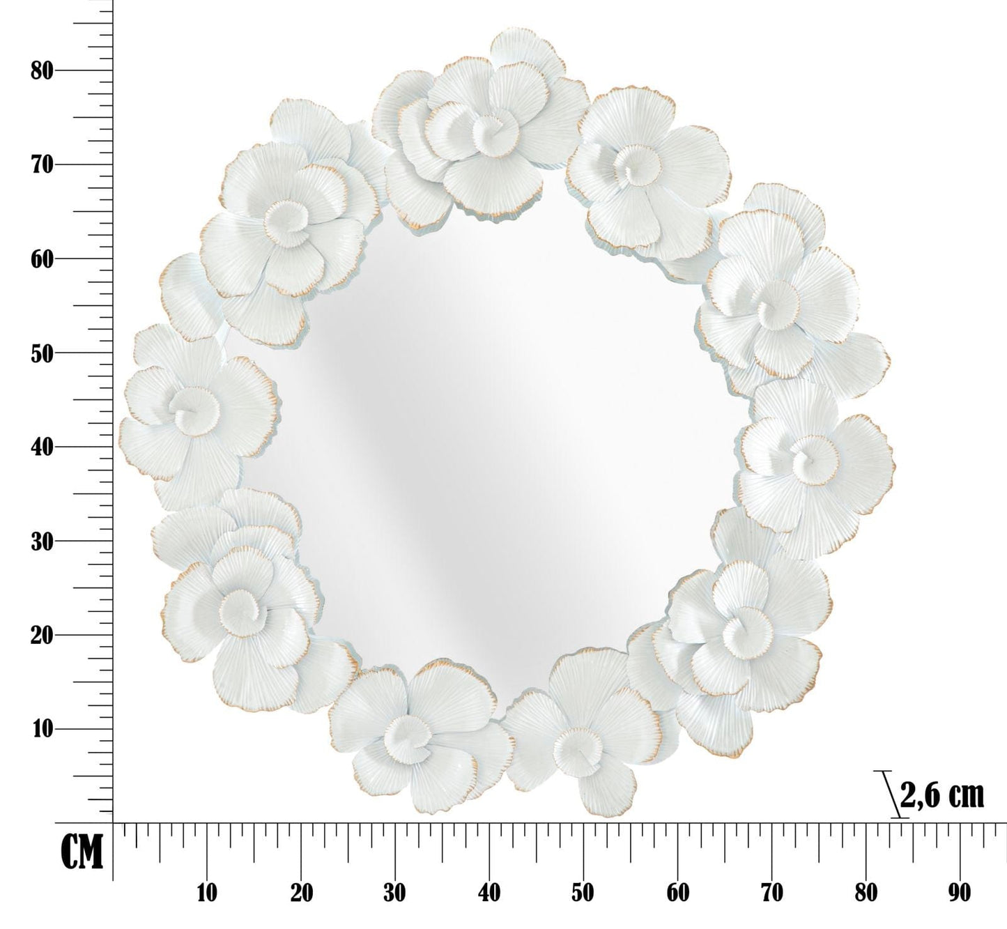 Mauro Ferretti WALL MIRROR WHITE FLOWER CM 82X2,6X85,5