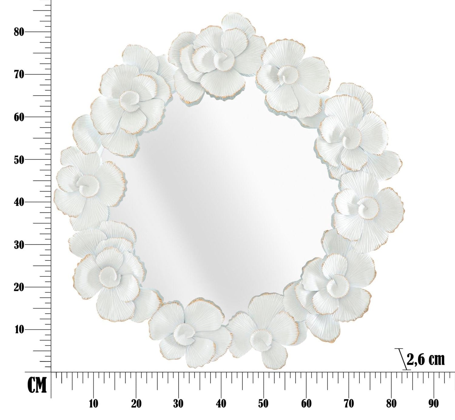 Mauro Ferretti WALL MIRROR WHITE FLOWER CM 82X2,6X85,5