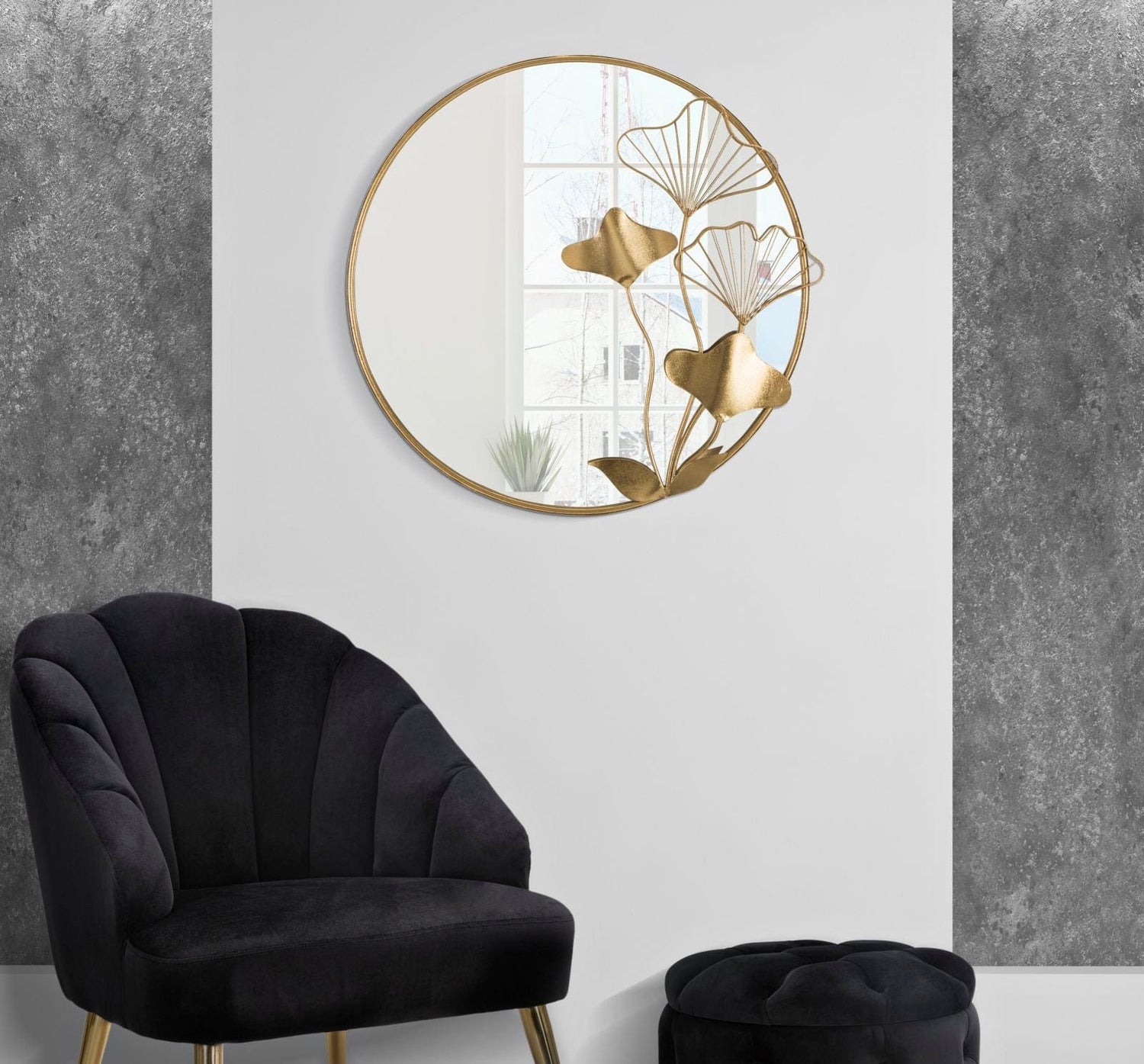 Mauro Ferretti WALL MIRROR WITH FLOWER CM 75X3,5X72