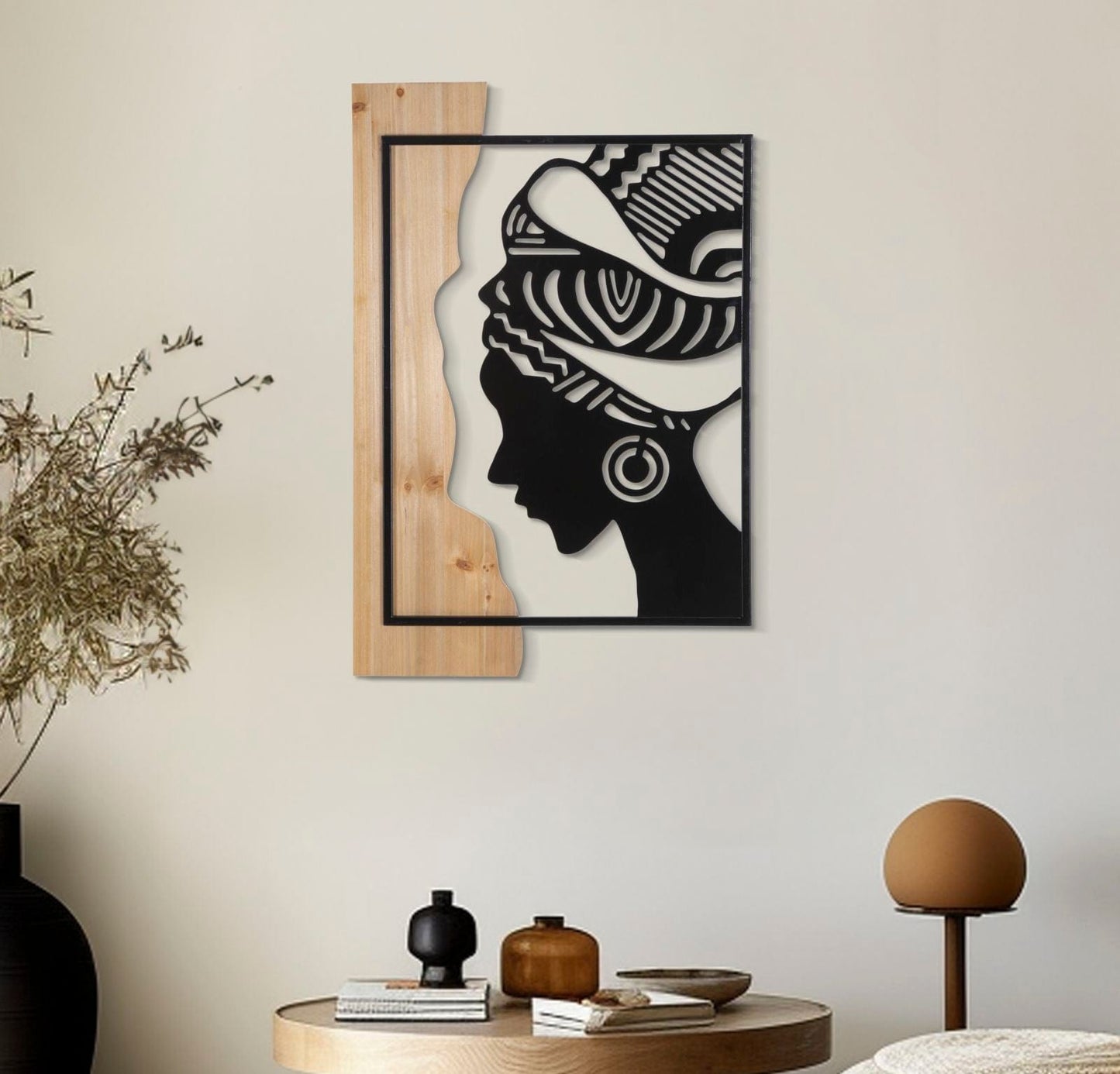 Mauro Ferretti WALL PANEL TRIBAL IRON AND WOOD CM 53X2X80