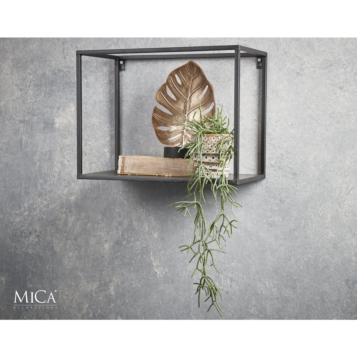 Mica Decorations Wandrek - L41 x B20,5 x H30,5 cm - Metaal - Zwart