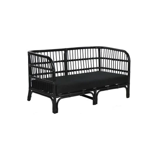 Pomax Zitbankelementen KIM - 2-ZITSBANK - ROTAN / STOF - L 120 X W 68 X H 67 CM - ZWART